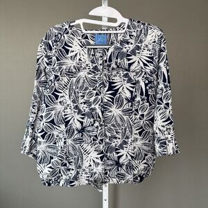 Lark Lane Womens Button Down Roll Tab Blouse/Jacket Size 12